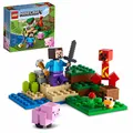 Produktbild: LEGO 21177 Minecraft Der Hinterhalt des Creeper, Spielzeugset mit Steve, Schweinchen- und Kükenfiguren, Kinderspielzeug ab 7 Jahren mit Minifiguren