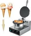 Produktbild: VEVOR elektrische Eistütenmaschine kommerzielle Waffeltütenmaschine 1230 W, antihaftbeschichtete Frühlingsrollenform, mit Temperatur- und Zeitregelung, Griff