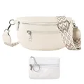 Produktbild: TTPSRY Crossbody Bag Damen mit Münzgeldbeutel Leder Bauchtasche Gurt Mittelgroße Crossbag mit Breitem Wechselgurt Gürteltasche für Festival Reise Alltag