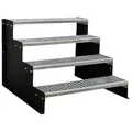 Produktbild: SRM Design 4 Stufen Standtreppe Stahltreppe Wangentreppe Gitterrosttreppe Außentreppe Industrietreppe komplett schwarz 18 cm Stufenhöhe 70 cm Breite 72 cm Höhe ohne Geländer