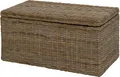 Produktbild: Krines Home Truhe Wäschetruhe mit Deckel Natur Rattan Truhe Aufbewahrung Rattantruhe (Wäschebox), mit herausnehmbarem Stoffinlett Truhenbank 80x40x40cm