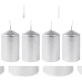 Produktbild: Metallic-Stumpenkerzen silber 4er-Set Adventskerzen Weihnachtskerzen Tischdeko Silber