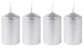 Produktbild: Metallic-Stumpenkerzen silber 4er-Set Adventskerzen Weihnachtskerzen Tischdeko