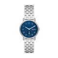 Produktbild: Skagen Kuppel Uhr für Damen, Quarzwerk mit Edelstahl- oder Lederarmband, Silberton und Blau, 32MM