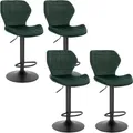 Produktbild: WOLTU Barhocker 4er Set höhenverstellbarer 360° Drehstuhl Barstuhl aus Samt Metall, Dunkelgrün