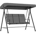Produktbild: Outsunny Hollywoodschaukel 3-Sitzer Gartenschaukel mit verstellbarem Dach bis 240 kg belastbar Metall Texteline Dunkelgrau 195 x 118 x 170 cm   Aosom.de