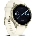 Produktbild: Garmin Venu® 4 Venu 4 - 41 mm Beige/Lunargold mit Schnellwechsel-Silikon-Armband 18 mm Bone