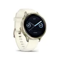 Produktbild: Garmin Venu® 4 - 41 mm Beige/Lunargold mit Schnellwechsel-Silikon-Armband 18 mm Bone