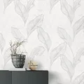 Produktbild: Vliestapete Palmblätter Tropisch Floral Weiß Silber Metallic 10282-31 (2,44€/1qm