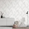 Produktbild: Vliestapete Blattmuster Tropen Struktur Weiß Silber Metallic 10282-31 (2,44€/1qm