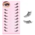 Produktbild: YPYMOD 10 Paar Halbe Wimpern Natürlich Künstliche Cat Eye Klare Band Half Cateye Flauschige Falsche Natural Fake Lashes 18mm
