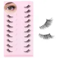 Produktbild: 10 Paar Halbe Wimpern Natürlich Künstliche Cat Eye Klare Band Half Cateye Fla...