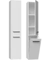 Produktbild: Badschrank Hochschrank Wäschekorb Weiß Badezimmerschrank NEL IV Modern