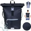 Produktbild: Rucksack Herren Plane Time Bag Evo 24 L Kurierrucksack Roll-Top A4 Freizeitrucksack Laptoprucksack wetterfest Elephant 13075 Carbon Schwarz Grau  +f - Schwarz