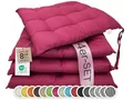 Produktbild: ZOLLNER 4er Set Sitzkissen in 40x40cm - gemütliche Stuhlkissen mit Bindebänder - waschbar bis 30°C - in Fuchsia - Oeko Tex® Zertifiziert