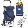 Produktbild: Sekey 3-in-1 Faltbarer Einkaufstrolley Treppensteiger mit Kühlfach und Spanngurt Blau