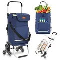 Produktbild: Sekey XXL Einkaufstrolley Treppensteiger mit 3 Rädern, Einkaufswagen für Camping und Einkäufe mit Höhenverstellbarem Griff, Aluminium 3-in-1 Trolley, Inklusive Kühlfach und Getränkefach, Blau