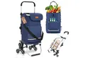 Produktbild: Sekey Einkaufstrolley Klappbarer Einkaufswagen mit Kühlfach, Treppensteiger Trolley 3 in 1, Faltbarer Einkaufswagen inkl. Einkaufschip und Spanngurt