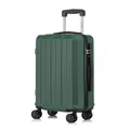 Produktbild: Koffer Trolley Reisekoffer Suitcase, Rollkoffer Handgepäck ,mit 4 Rollen360°, Hartschalenreisekoffer, Zahlenschloss, Weicher Gummigriff (M, Dunkelgrün