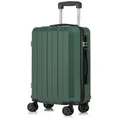 Produktbild: YONSLY Koffer Reisekoffer Trolley Rollkoffer Hartschalenkoffer Größenwahl aus ABS, 4 Rollen, Zahlenschloss 360°-Doppelrollen weicher Gummigriff Aluminium-Elemente grün 55 cm