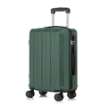 Produktbild: YONSLY Trolley Reisekoffer Suitcase, Travel Rollkoffer Handgepäck, Kabinenkoffer Hartschalenreisekoffer mit 4 Rollen 360°, Zahlenschloss, Weicher Gummigriff (M, Dunkelgrün)