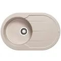 Produktbild: Pyramis Einbauspüle 78x49 cm beige Granitspüle rundes Spülbecken & Abtropffläche