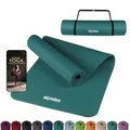 Produktbild: ALPIDEX Yogamatte 183 x 60 x 0.8 cm Phthalatfreie Fitness Matte E-Book Tragegurt rutschfest Gymnastik Turnen Pilates Sport Physio HIIT Yoga Trainingsmatte Isomatte Hautfreundlich, Petrol