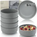 Produktbild: SÄNGER Leeds Shadow | Steingut Schüssel Set 6 teilig, Müslischalen für 6 Personen, Schalen, kratz- mikrowellen- spülmaschinenfest, Kleine Schüsseln Tiefe Teller dunkelgrau 780 ml | VALUE COLLECTION