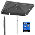 Produktbild: SONGMICS Sonnenschirm 200 x 125 cm, Balkonschirm UPF 50+, Sonnenschutz, beidseitig um 30° knickbar, höhenverstellbar, mit Aufbewahrungstasche, für Garten, Terrasse, ohne Ständer, grau GPU25GY