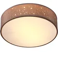 Produktbild: MONZANA® Deckenlampe Sternenhimmel Wohnzimmer Schlafzimmer E27 Taupe Rund 38cm Stoffschirm 2-Flammig 40W Küche Lampe Deckenleuchte Stoffdeckenlampe