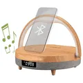 Produktbild: Kienzle LED‑Wecker Bluetooth Lautsprecher kabellose Ladestation 10 W dimmbare LED‑Leuchte Holz‑Design 2 Weckzeiten