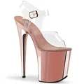 Produktbild: Pleaser FLAMINGO-808 Damen Plateau Sandalen, Clear/Rose Gold Chrome, Gr.- 38 EU/ Herstellergröße- 8