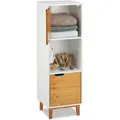 Produktbild: Standregal weiß, Beistellschrank aus mdf und Bambus, Wohnzimmerregal, skandinavisch, hbt 101x32x30 cm, white - Relaxdays