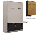 Produktbild: Schrankbett Wandbett Klappbett vertikal GN 140x200 mit Schreibtisch und LED eiche lancelot und schwarz