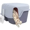 Produktbild: Katzentoilette mit Deckel, Katzenklo mit Sieb, Schaufel, geschlossen Katze Toilettenhaus für kleine Katze unter 3,5 kg, Indoor, Kunststoff, Violett