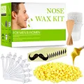 Produktbild: Nose Wax Kits Nasenwachs Set für Männer und Frauen, Nasenhaarentfernungswachs mit 100g Nasenhaarwachs,20 sichere Applikatoren, 10 Holzapplikatoren, 10 Behälter und 10 Schnurrbartschablonen