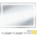 Produktbild: tectake Led-Badezimmerspiegel, Anthrazit, Glas, Rechteckig, 50x70x2.5 cm, CE, Badezimmer, Badezimmerspiegel, Badspiegel