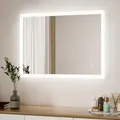 Produktbild: Badspiegel Mit Beleuchtung 50 X 70 Cm Led Spiegel Mit Beleuchtung Lichtspiegel Led Badezimmerspiegel Mit Beleuchtung Wandspiegel Mit 3 Lichtfarben Dimmbar