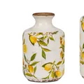 Produktbild: Dekovase VINTAGE LEMON Zitronen H. 18cm weiß gelb antik Keramik Formano S25