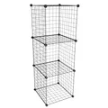 Produktbild: Aigentlich Drahtwürfel-Regal 3 Fächer Madrid, Drahtwürfel Metall Schwarz H109 x B38,5 x T38,5cm, Verkaufswand Büroregal erweiterbar, Verkaufsregal Steckgittersystem einfacher Aufbau, Schaufensterregal