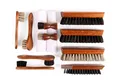 Produktbild: 12 teiliges Schuhputzset für Glattleder – Holz Schuhbürsten mit Rosshaar – Ma...