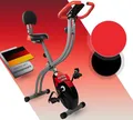 Produktbild: Fjoerdesports Senioren Heimtrainer, faltbarer Fahrradtrainer, Heimtrainer, Fitnessfahrrad LCD Trainingscomputer, klappbarer Hometrainer, inklusive Pulsmessung, 8 Widerstandsstufen (Schwarz-Rot)
