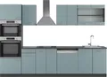 Produktbild: Küchenzeile Vicco R-Line Blau-Grau 300 cm mit Hochschrank, ohne Arbeitsplatte, Model 41025