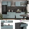 Produktbild: Küchenzeile R-Line Solid Anthrazit Blau Grau 300 cm modern Küchenschränke Vicco