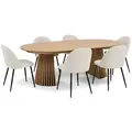 Produktbild: ebuy24 Tischgruppe, Honigeiche, Weiß, Beige, Holzwerkstoff, Metall, Textil, 120x75x120 cm, Esszimmer, Bänke, Tisch- & Eckbankgruppen