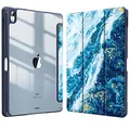 Produktbild: Fintie Hybrid Hülle für iPad Air 11 Zoll M3 2025/ M2 2024, iPad Air 5/4 Gen (2022/2020) 10,9 Zoll mit Stifthalter - Stoßfeste Schutzhülle mit transparenter Hartschale auf der Rückseite, Meeresblau