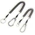 Produktbild: 2er Pack FINN Outdoors Spiralkabel,Spiral Schlüsselanhänger, Sicherungsband, Schlüsselband, Sicherungsseil mit Karabiner: Haushalt, Boot, Angeln, Outdoor (Silber)