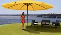 Produktbild: Sonnenschirm Meran Pro, Gastronomie Marktschirm mit Volant Ø 5m Polyester/Alu 28kg gelb ohne Ständer