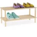 Produktbild: Relaxdays - Schuhregal Holz, Schmaler Schuhständer Mit 2 Ebenen, Bis Zu 4 Paar Schuhe, H X B X T: 29,5 X 63 X 26 Cm, Natur