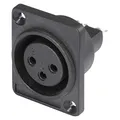Produktbild: Hicon HI-X3DF-P XLR-Steckverbinder Flanschbuchse, Kontakte gerade Polzahl (num): 3 Schwarz 1St.